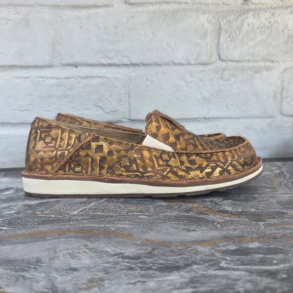 Ariat Shoes - Ariat Women's Cruiser Copper Blanket Tooled Leather Slip On Loafers Shoes 8B